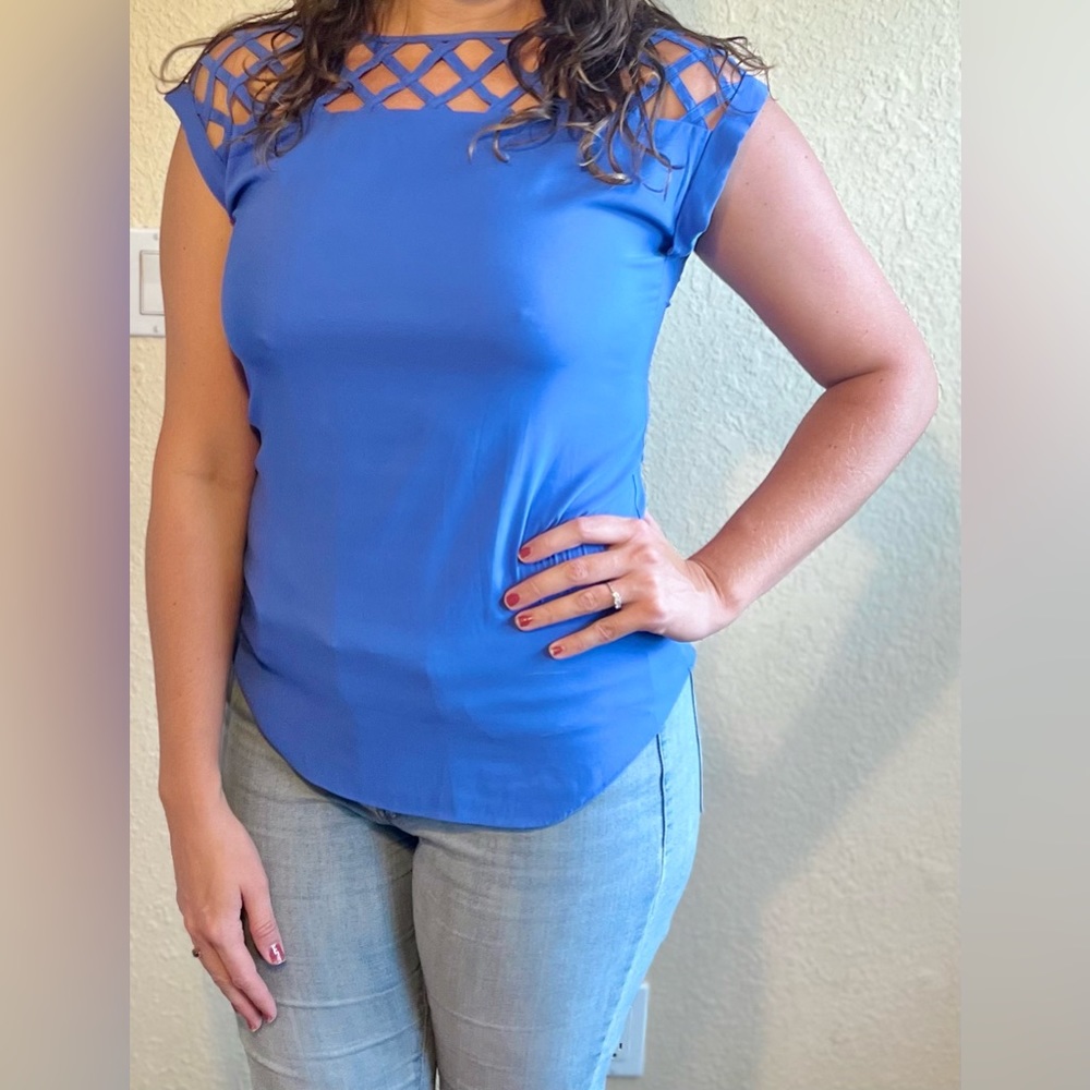 Express Blurple Shirt with Cutout / Size S